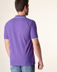 Polo viola cotone colletto jacquard-Angelico