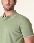 Polo verde cotone colletto jacquard-Angelico