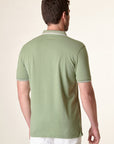 Polo verde cotone colletto jacquard-Angelico
