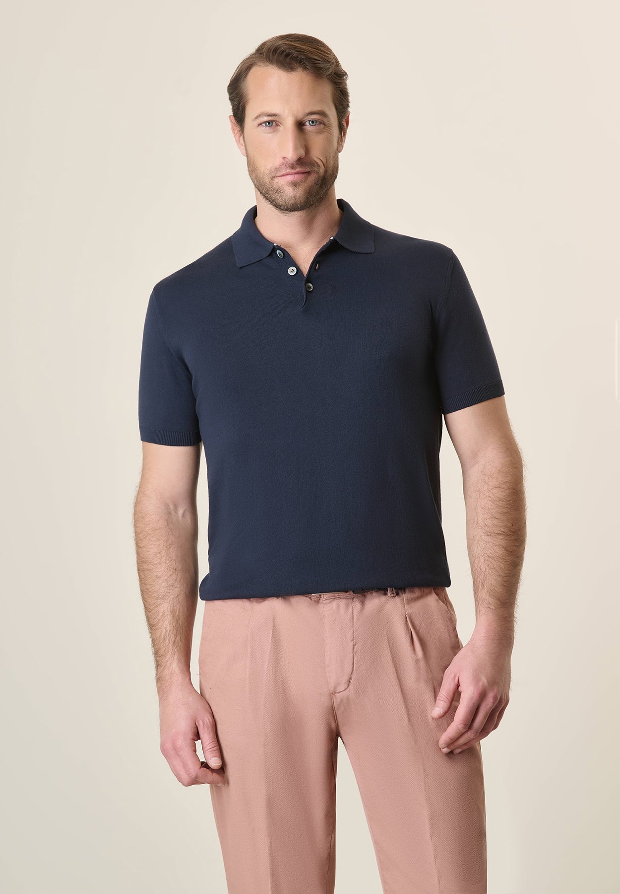 Blue Cotton Polo Shirt
