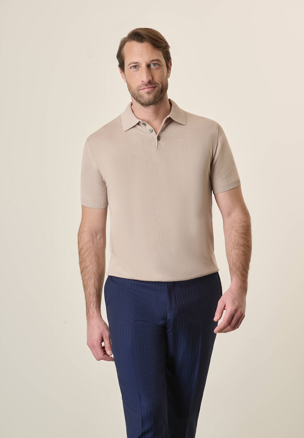 Cotton Knit Rope Polo Shirt