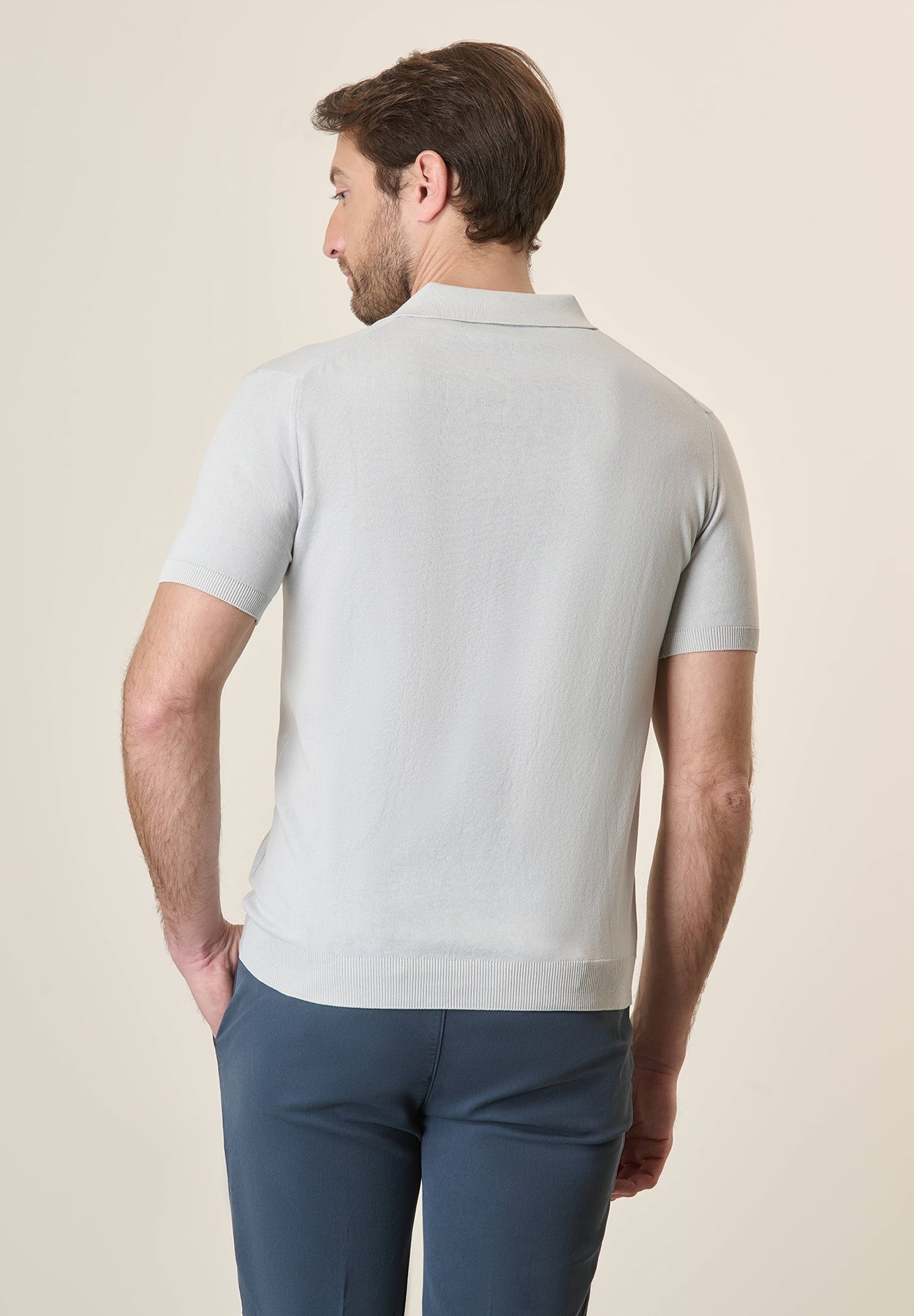 Cotton Knit Marble Polo Shirt