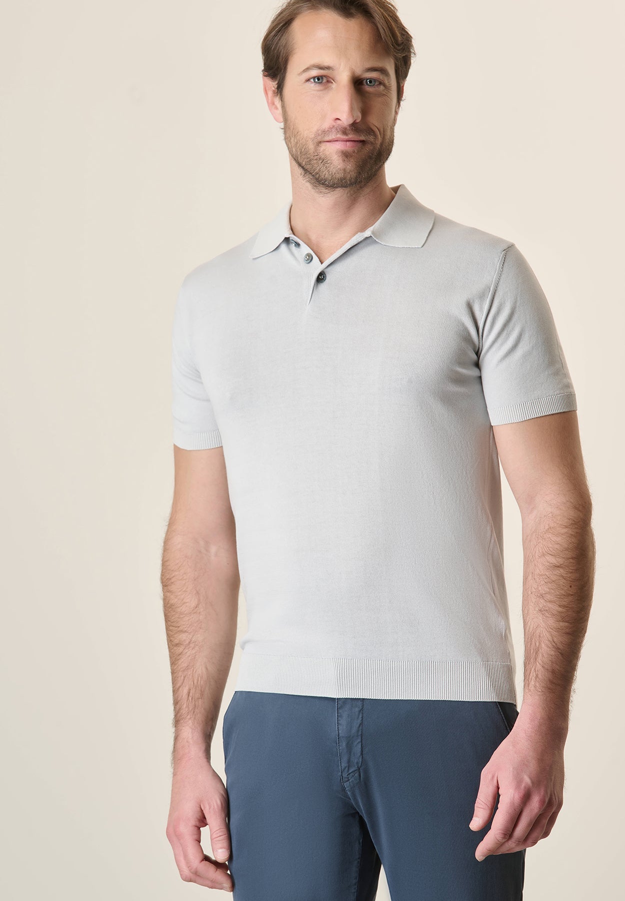 Cotton Knit Marble Polo Shirt