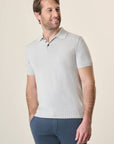 Cotton Knit Marble Polo Shirt