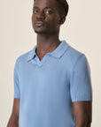 Light Blue Tricot Cotton Derby Polo Shirt
