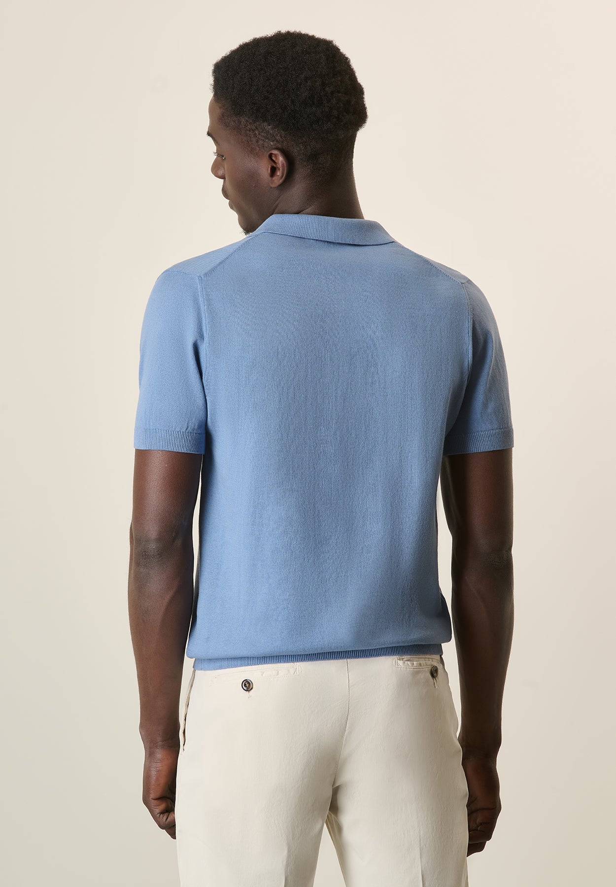 Light Blue Tricot Cotton Derby Polo Shirt