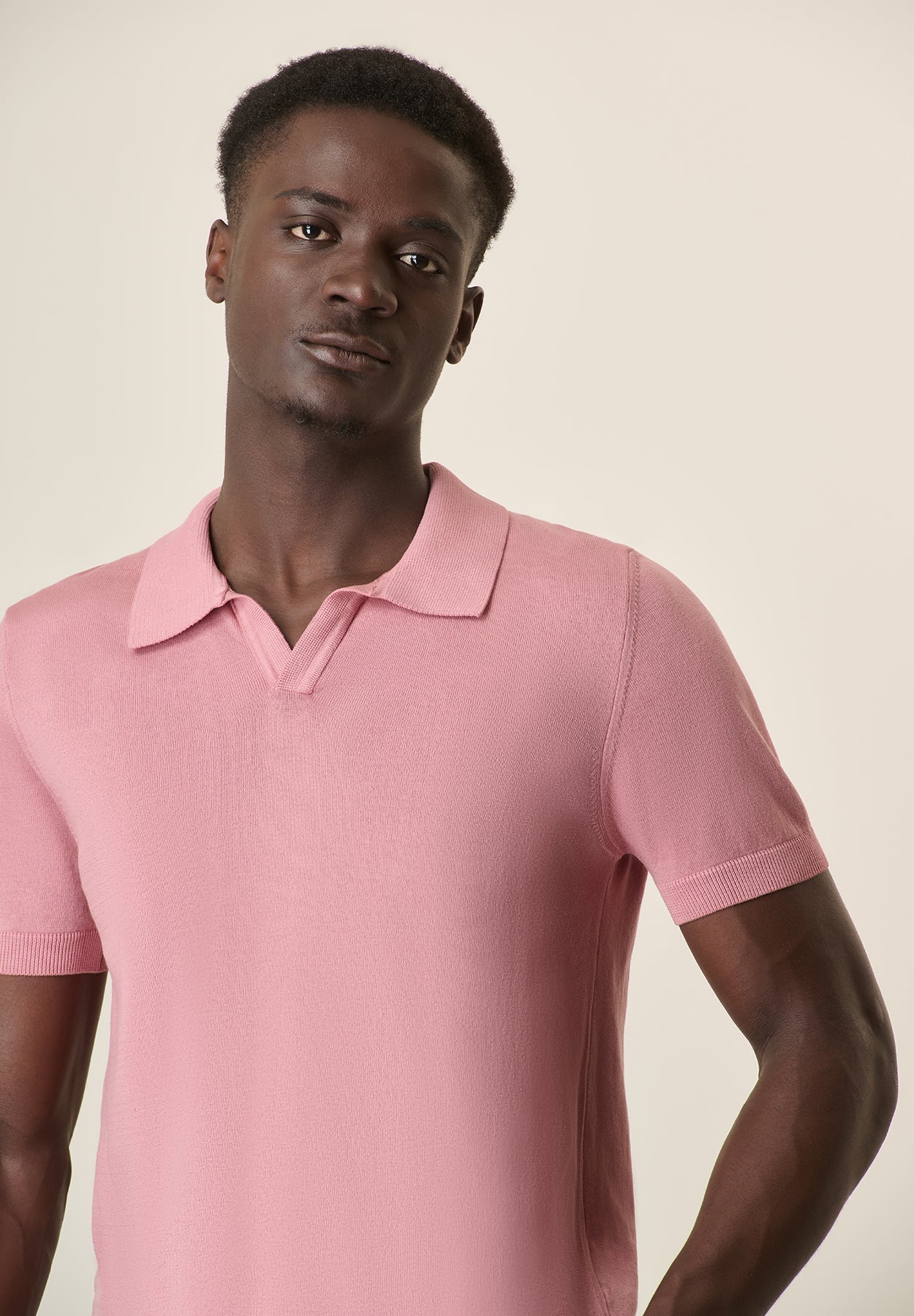 Pink Tricot Cotton Derby Polo Shirt