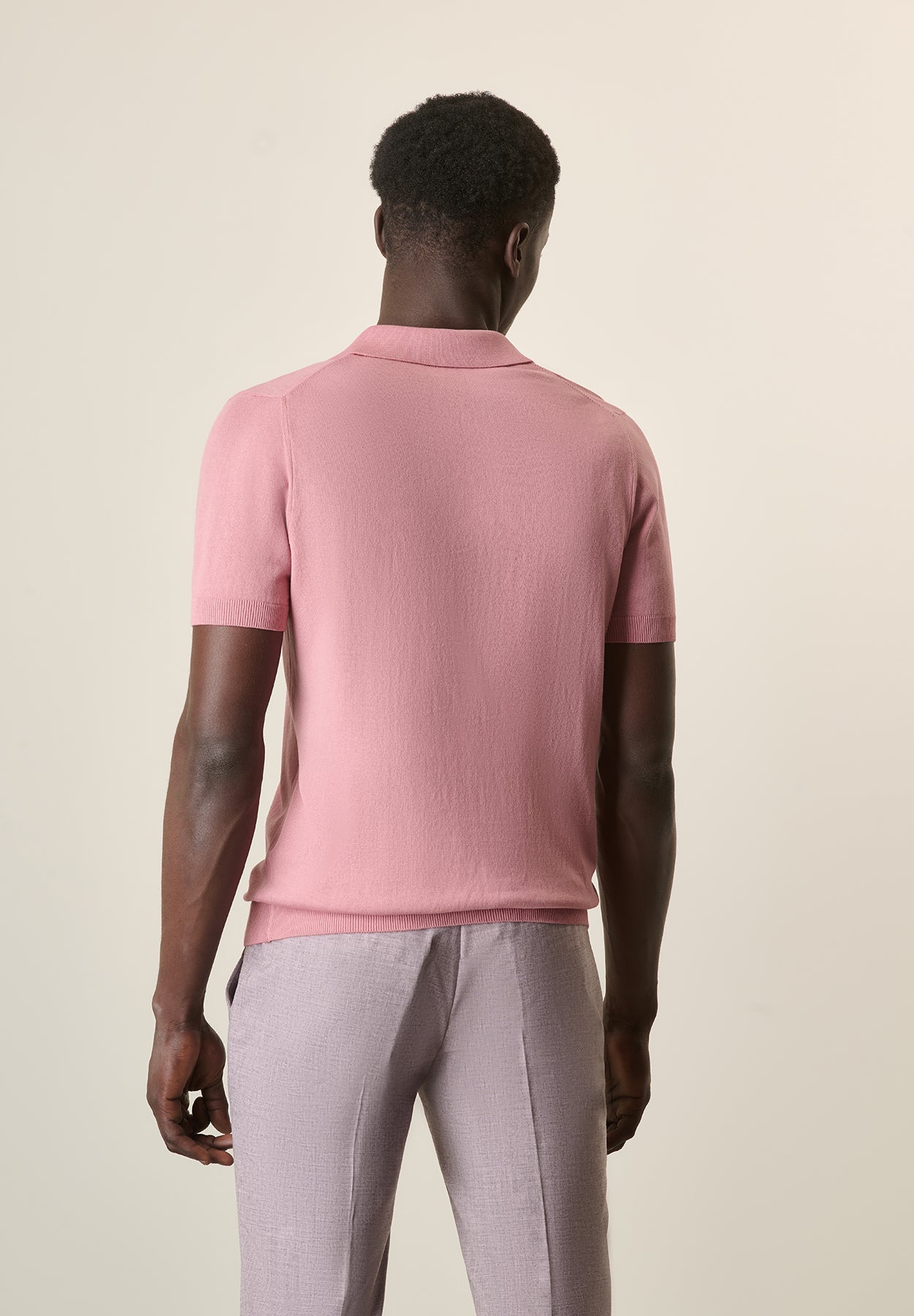 Pink Tricot Cotton Derby Polo Shirt