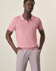 Pink Tricot Cotton Derby Polo Shirt