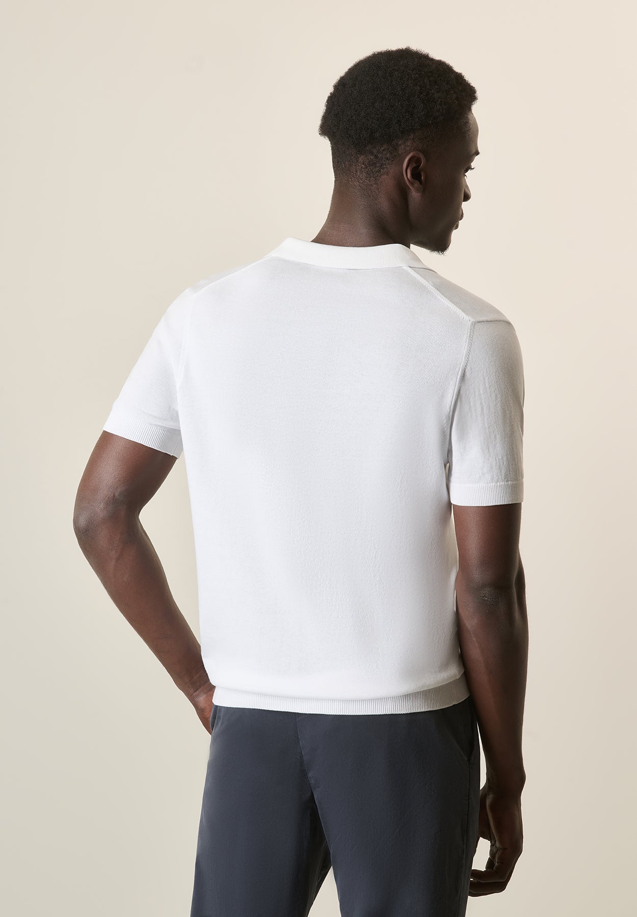 White Tricot Cotton Derby Polo Shirt