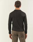 Brown polo shirt with acid-etched effect wool
