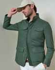 Green linen and cotton safari jacket
