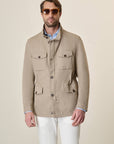 Beige Linen And Cotton Safari Jacket