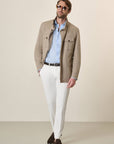 Beige Linen And Cotton Safari Jacket