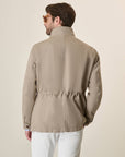 Beige Linen And Cotton Safari Jacket