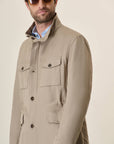 Beige Linen And Cotton Safari Jacket