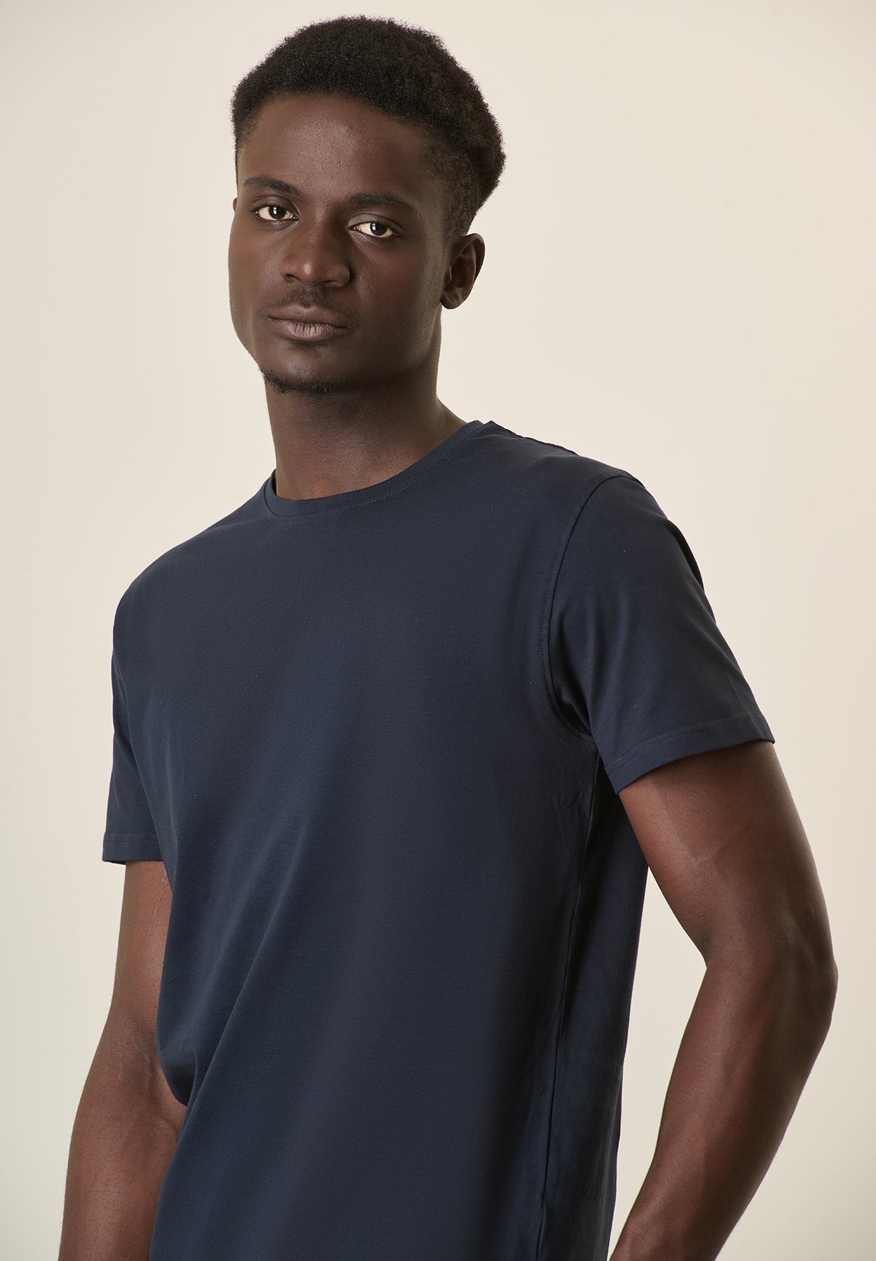Navy Blue B-Stretch Cotton T-Shirt