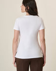 White Stretch Cotton Bike Print T-Shirt