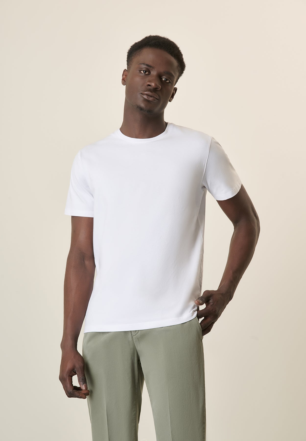 White B-Stretch Cotton T-Shirt