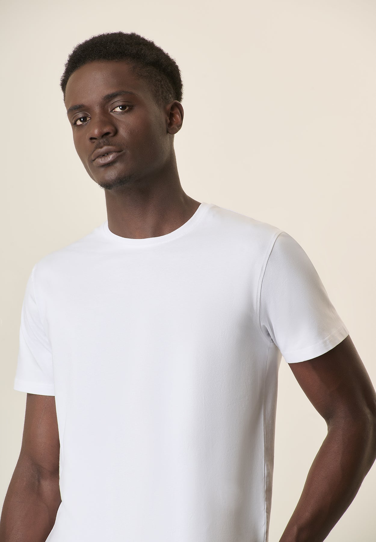 White B-Stretch Cotton T-Shirt