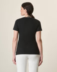 Black T-Shirt With Gold Studs In Stretch Cotton