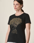 Black T-Shirt With Gold Studs In Stretch Cotton
