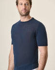 Blue Rice Grain Cotton Crepe T-Shirt