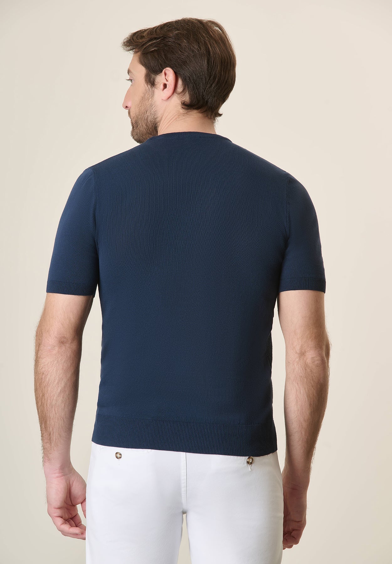 Blue Rice Grain Cotton Crepe T-Shirt