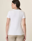 White T-Shirt With Pink Print, Stretch Cotton