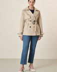 Short Beige Waterproof Trench Coat