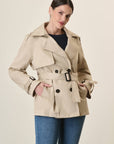 Short Beige Waterproof Trench Coat