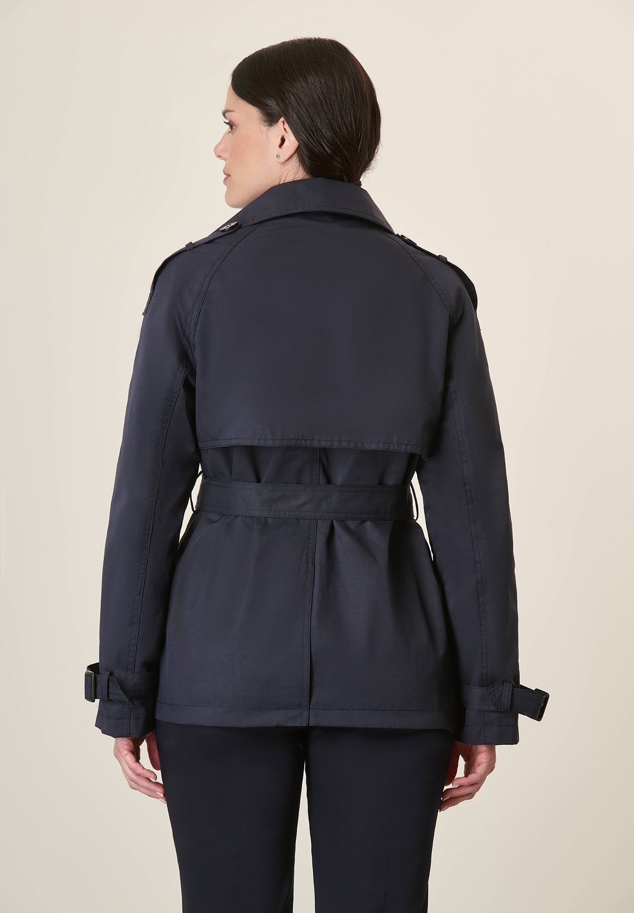 Short Blue Waterproof Trench Coat