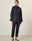 Short Blue Waterproof Trench Coat