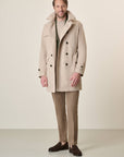 Beige Double-Breasted Waterproof Trench Coat With Belt