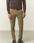 Slim-fit green jacquard moleskin trousers