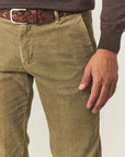Slim-fit green jacquard moleskin trousers