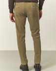 Slim-fit green jacquard moleskin trousers