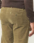 Slim-fit green jacquard moleskin trousers