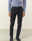 Blue stretch cotton slim fit trousers