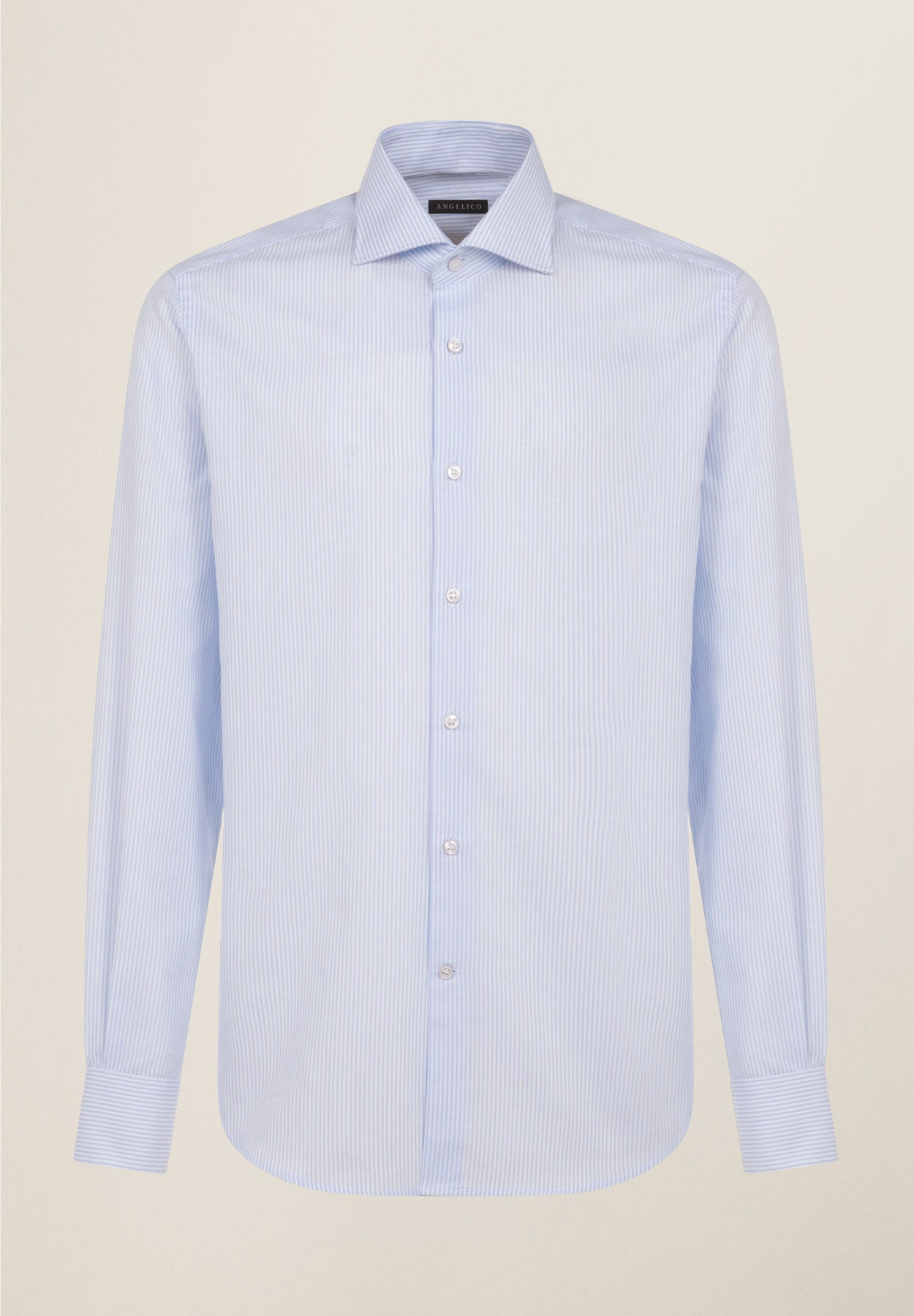 Camicia celeste bianco rigata cotone regular fit-Angelico
