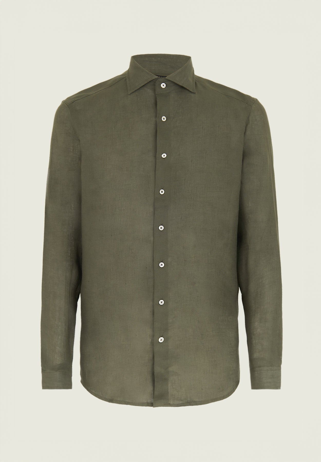 Custom Fit Linen Military Green Shirt