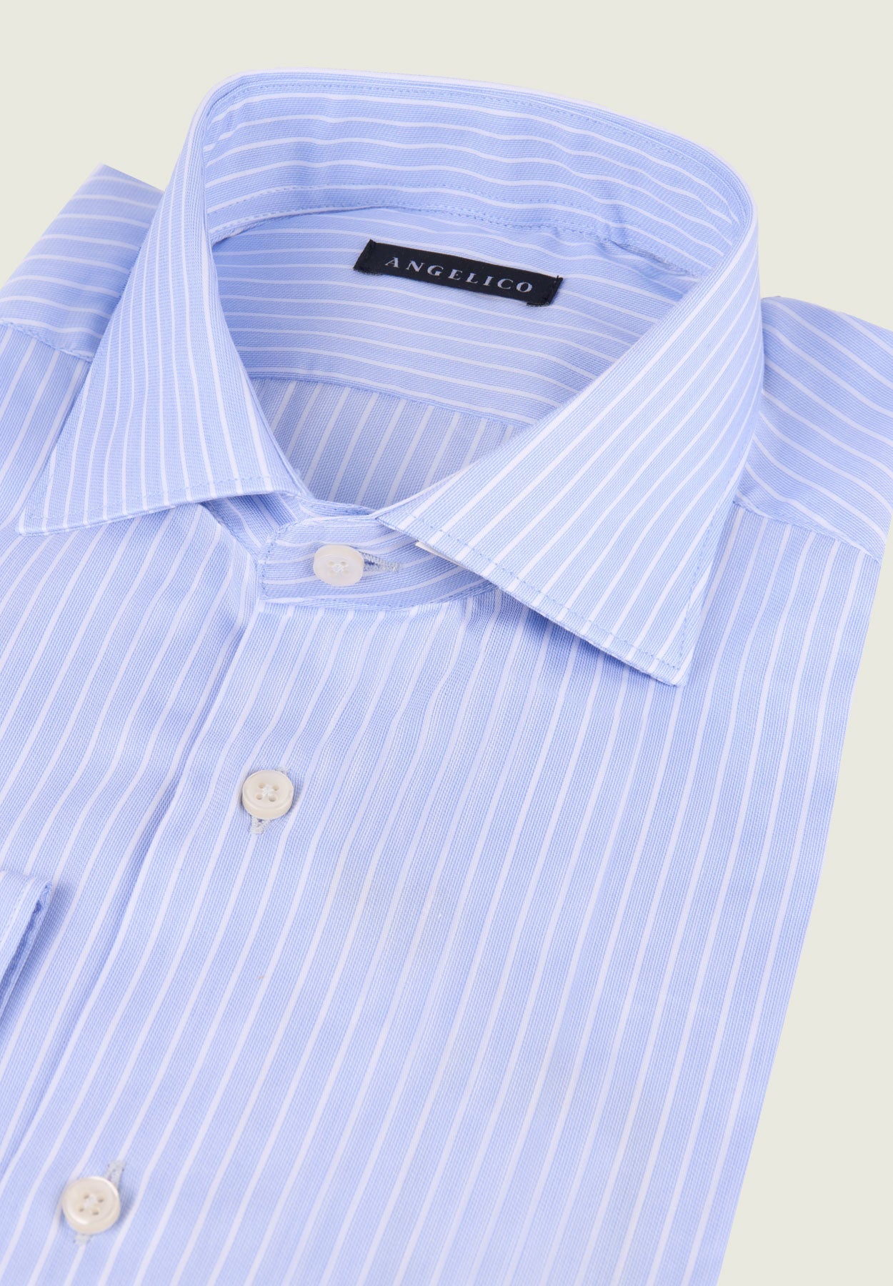 Slim Fit Light Blue And White Striped Cotton Shirt