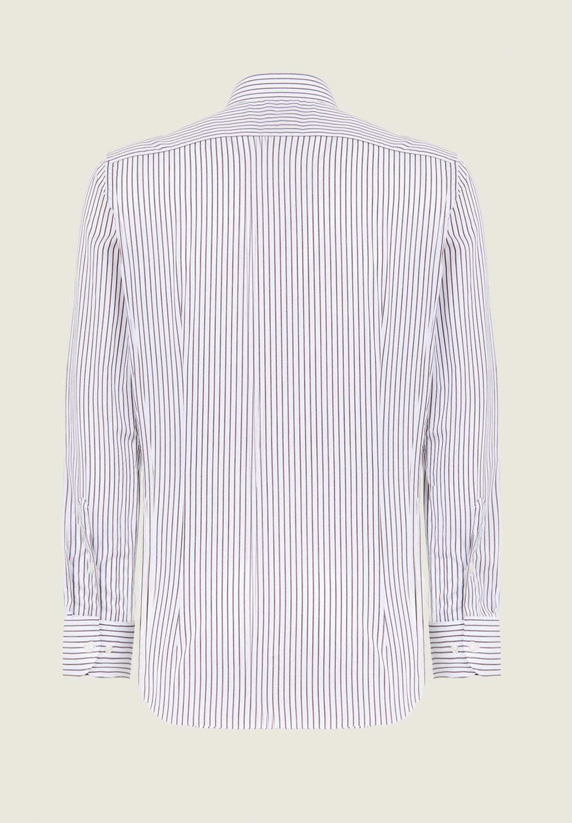 Slim Fit White And Brown Striped Cotton Shirt
