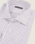 Slim Fit White And Brown Striped Cotton Shirt