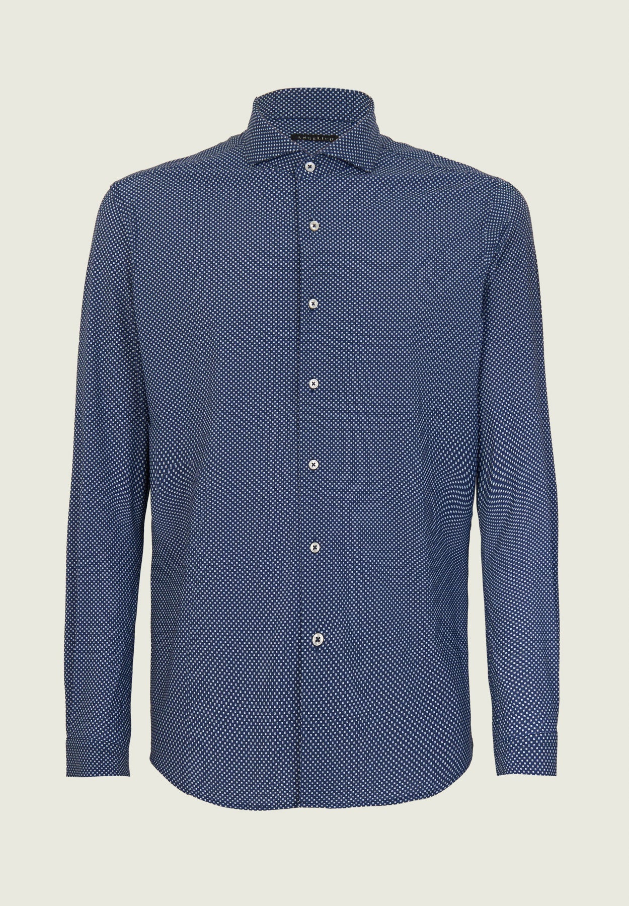 Blue And White Patterned Shirt In Custom Fit Performance Fabric