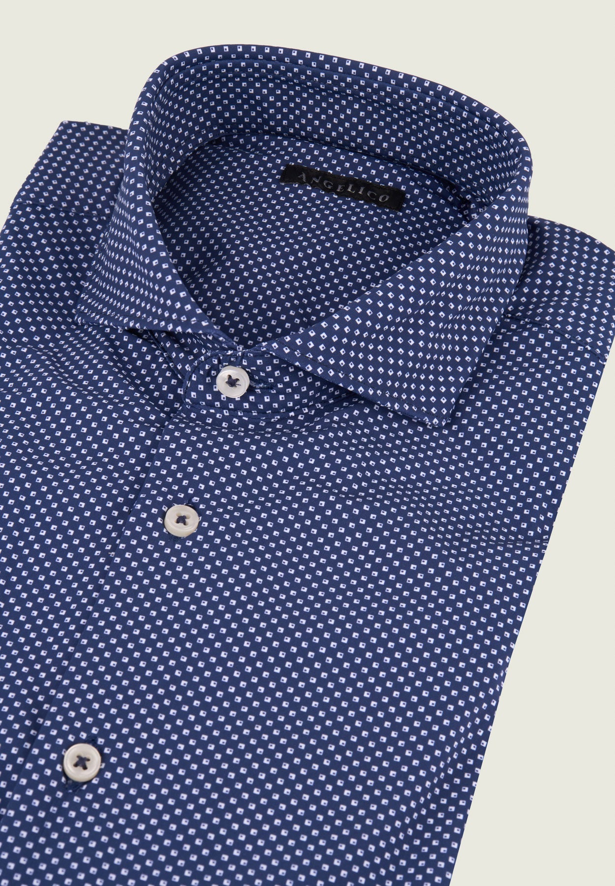 Blue And White Patterned Shirt In Custom Fit Performance Fabric