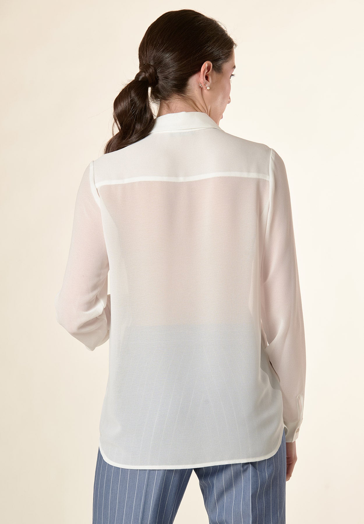 Camicia bianca crepe colletto punta-Angelico