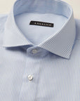 Camicia celeste bianco rigata cotone regular fit-Angelico