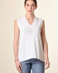 Gilet bianco scollo V viscosa stretch-Angelico