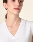 Gilet bianco scollo V viscosa stretch-Angelico